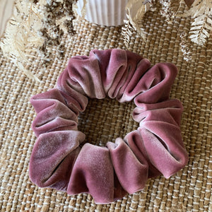 Dusty pink velvet scrunchies
